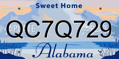 QC7Q729 Alabama License Plate