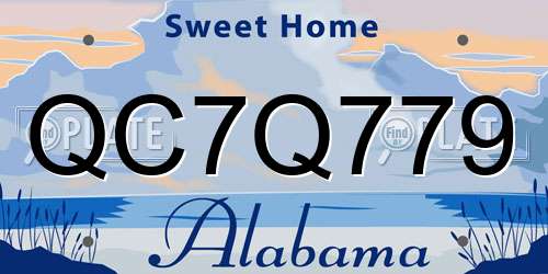 QC7Q779 Alabama License Plate