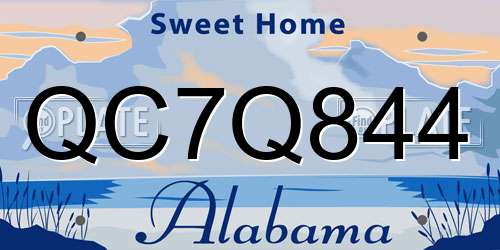 QC7Q844 Alabama License Plate