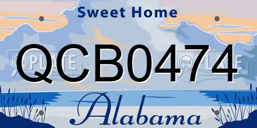 QCB0474 Alabama License Plate