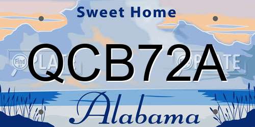 QCB72A Alabama License Plate