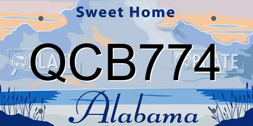 QCB774 Alabama License Plate