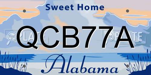 QCB77A Alabama License Plate
