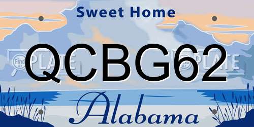 QCBG62 Alabama License Plate