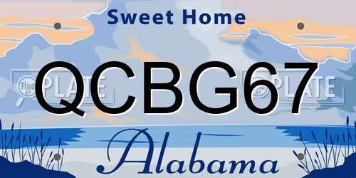 QCBG67 Alabama License Plate