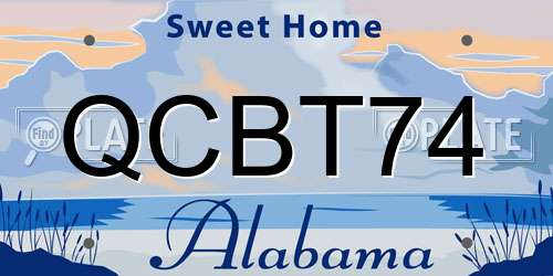 QCBT74 Alabama License Plate