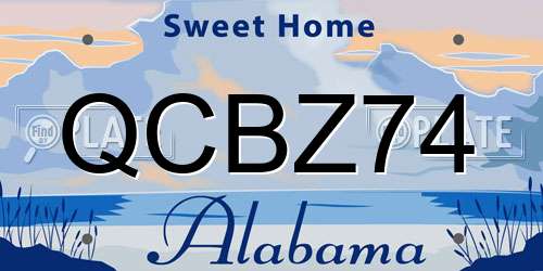 QCBZ74 Alabama License Plate