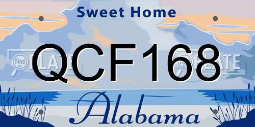 QCF168 Alabama License Plate