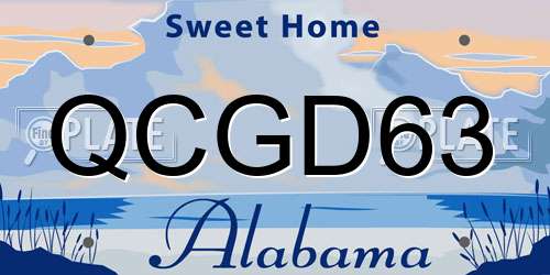 QCGD63 Alabama License Plate