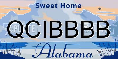 QCIBBBB Alabama License Plate