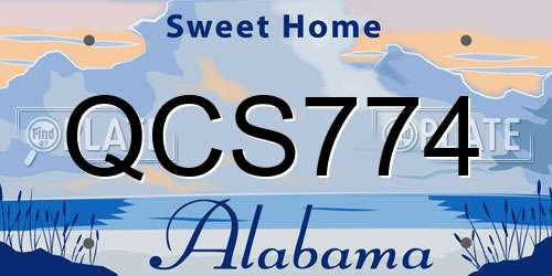 QCS774 Alabama License Plate
