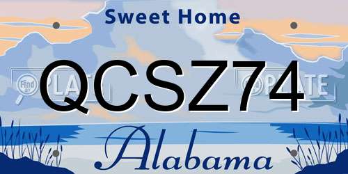 QCSZ74 Alabama License Plate