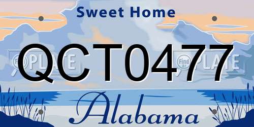 QCT0477 Alabama License Plate
