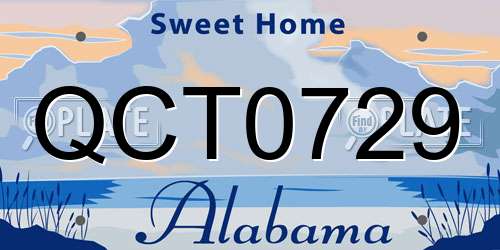 QCT0729 Alabama License Plate