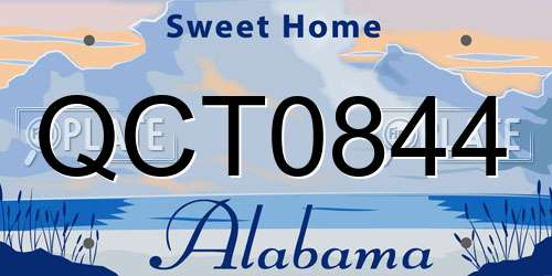 QCT0844 Alabama License Plate