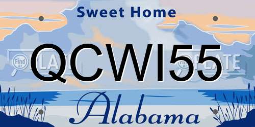 QCWI55 Alabama License Plate