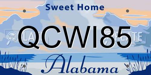 QCWI85 Alabama License Plate