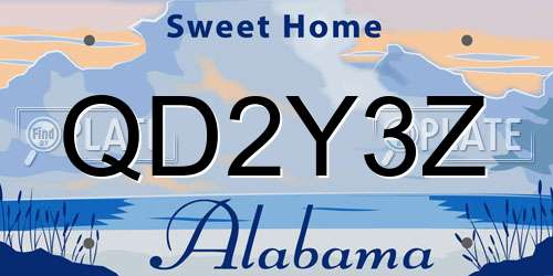 QD2Y3Z Alabama License Plate