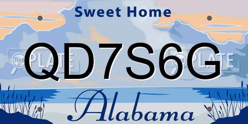 QD7S6G Alabama License Plate