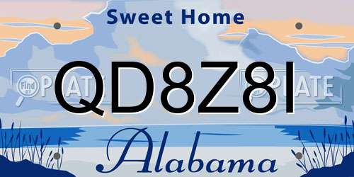 QD8Z8I Alabama License Plate
