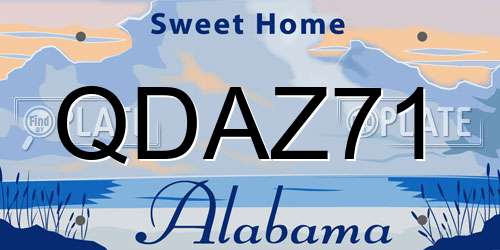 QDAZ71 Alabama License Plate