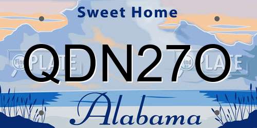 QDN27O Alabama License Plate
