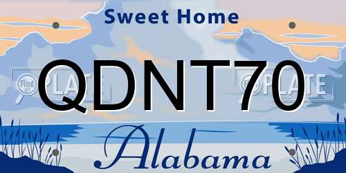 QDNT70 Alabama License Plate
