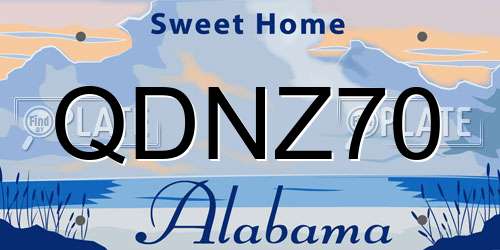 QDNZ70 Alabama License Plate
