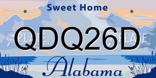 QDQ26D Alabama License Plate