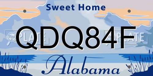 QDQ84F Alabama License Plate