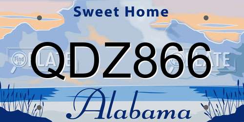 QDZ866 Alabama License Plate