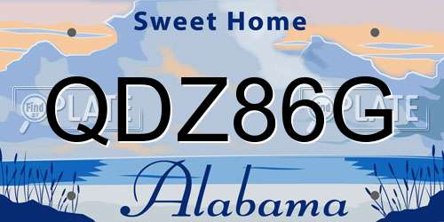 QDZ86G Alabama License Plate