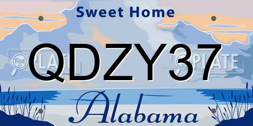 QDZY37 Alabama License Plate