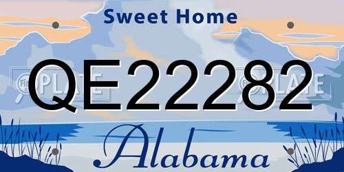 QE22282 Alabama License Plate