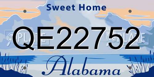 QE22752 Alabama License Plate