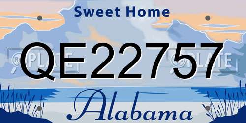 QE22757 Alabama License Plate