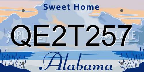 QE2T257 Alabama License Plate