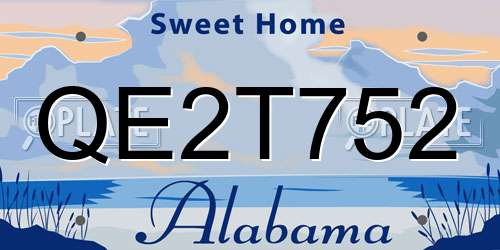 QE2T752 Alabama License Plate