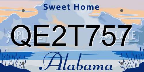 QE2T757 Alabama License Plate