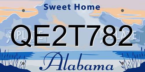 QE2T782 Alabama License Plate