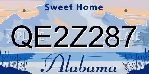QE2Z287 Alabama License Plate
