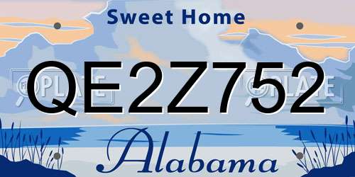 QE2Z752 Alabama License Plate