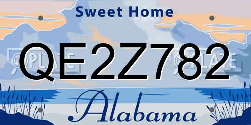 QE2Z782 Alabama License Plate
