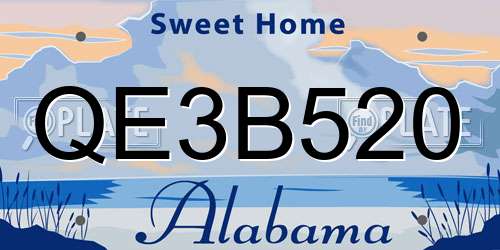 QE3B520 Alabama License Plate