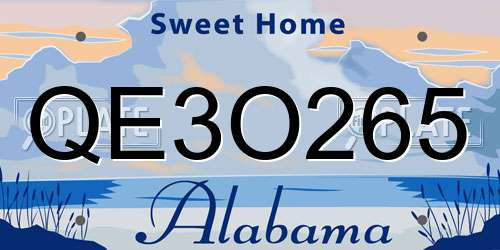 QE3O265 Alabama License Plate