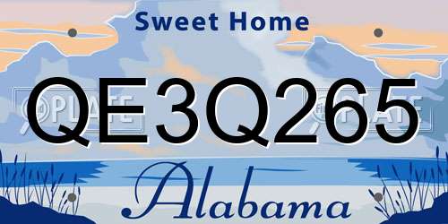 QE3Q265 Alabama License Plate