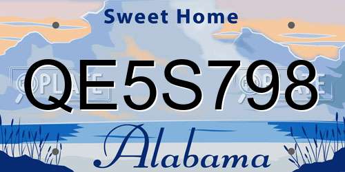 QE5S798 Alabama License Plate