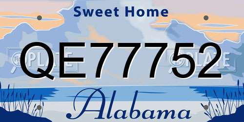 QE77752 Alabama License Plate