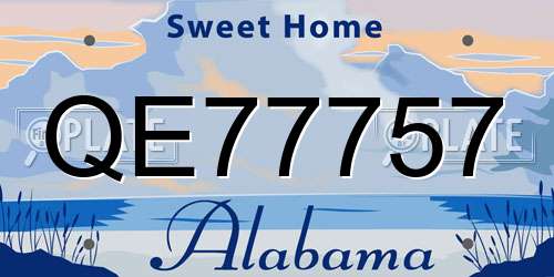QE77757 Alabama License Plate