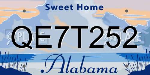 QE7T252 Alabama License Plate
